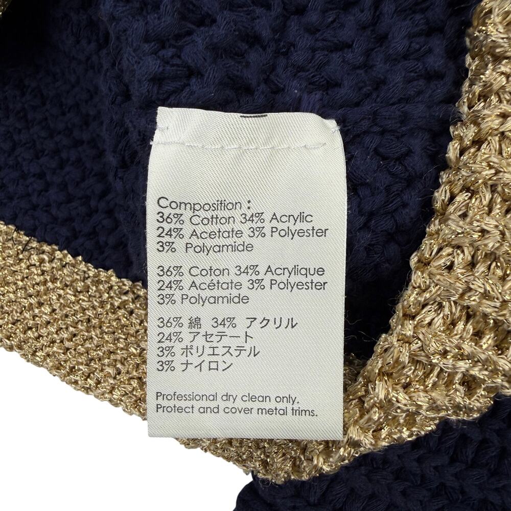 3.1 PHILLIP LIM Knitted Cardigan Size XS Navy Metallic Gold - Picture 5 of 7